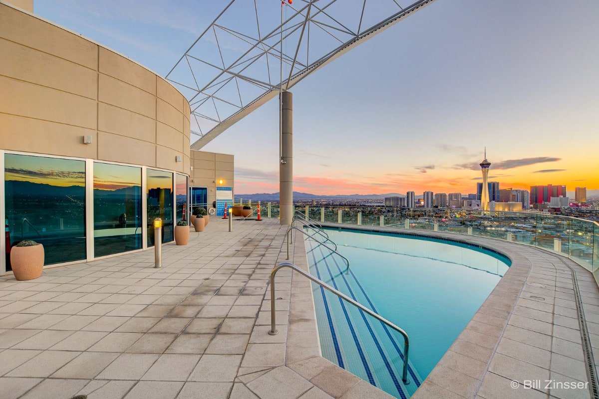 Rooftop pool at an off-strip high-rise condo tower