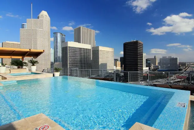 Rooftop pool at Rise Lofts in Houston